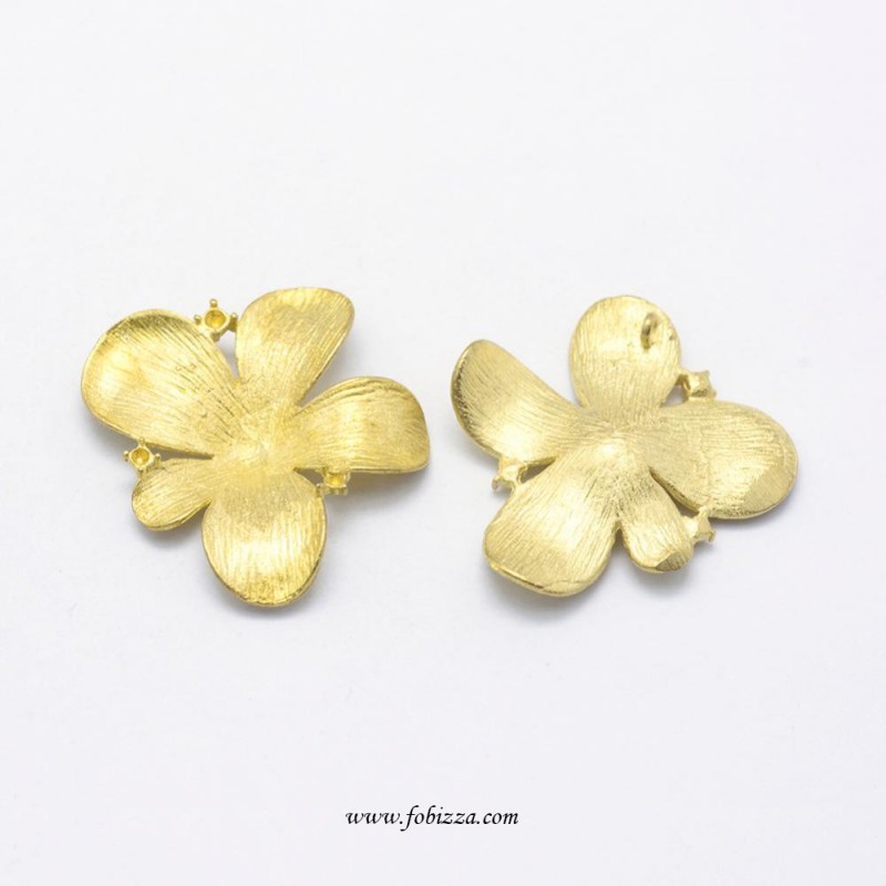 1 τεμ, 28x29x3.5mm, Λουλούδι σε χρυσό Ελ. Απο Νικέλιο και Κάδμιο