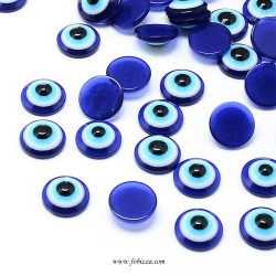 50 τεμ, Resin Evil Eye Cabochons, Half Round/Dome, Blue, 6x3~3.2mm