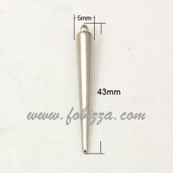 Ακρυλικοί Κρεμαστοί Κώνοι, CCB Ακίδες, Χρωμα Πλατινέ, 43x5 χιλ, Τρύπα: 1 χιλ