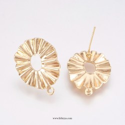 2 τεμ, 24 χλστ, Επιχρυσωμένος Ορείχαλκος με 18Κ Χρυσό, Σκουλαρίκια, Οβαλ,   Χρυσό