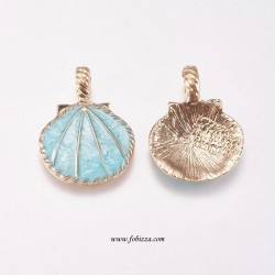 1 τεμ, 25 χλστ, Κράμα με Σμάλτο, Κοχύλια, Κρεμαστά, Γαλάζιο