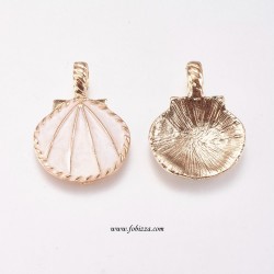 1 τεμ, 25 χλστ, Κράμα με Σμάλτο, Κοχύλια, Κρεμαστά, Λευκό