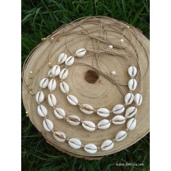 1 τεμ, Κολιέ απο Φυσικά Κοχύλια, 2 σε 1 Κολιε, Τσόκερ και Μακραμε, Εκρου