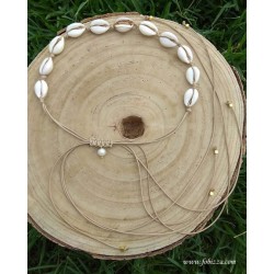 1 τεμ, Κολιέ απο Φυσικά Κοχύλια, 2 σε 1 Κολιε, Τσόκερ και Μακραμε, Εκρου