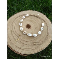 1 τεμ, Κολιέ απο Φυσικά Κοχύλια, 2 σε 1 Κολιε, Τσόκερ και Μακραμε, Εκρου