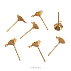 4 ζευγ, 14 χλστ, Ορείχαλκος, Καρφωτό Σκουλαρίκη με Σύνδεσμο,  Χρυσό