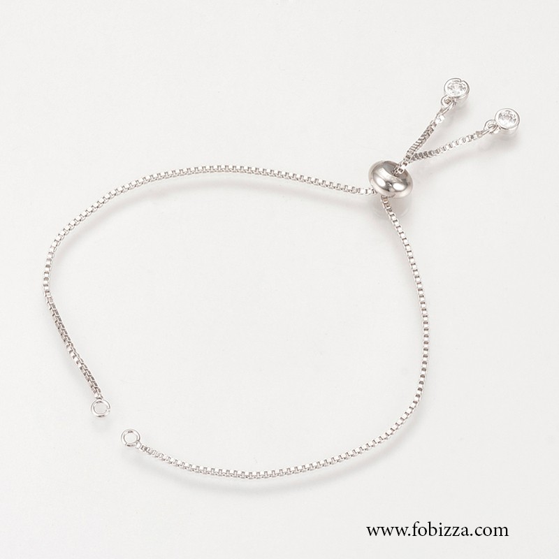 1 τεμ, 24 εκατ, Βραχίολι απο Χάλκινη Αλυσίδα και Ζιρκόνια, Επιχρυσωμένο,  Πλατίνας