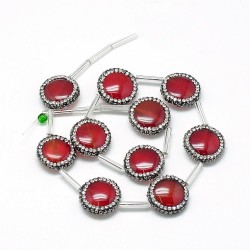 1 τεμ, 18 χλστ, Φυσικές Χάντρες από Αχάτη με Μαρκασίτες Κόκκινο