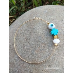 5 τεμ, 8.5 χλστ, Ξύλινο, Σταυρός, Χάντρα, Γαλάζιο