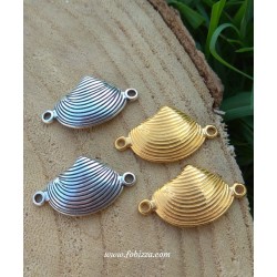 1 τεμ 25x14 χλστ, Μεταλλικό Κοχύλι με δύο (2) Συνδέσμους σε Χρυσό και Πλατίνα