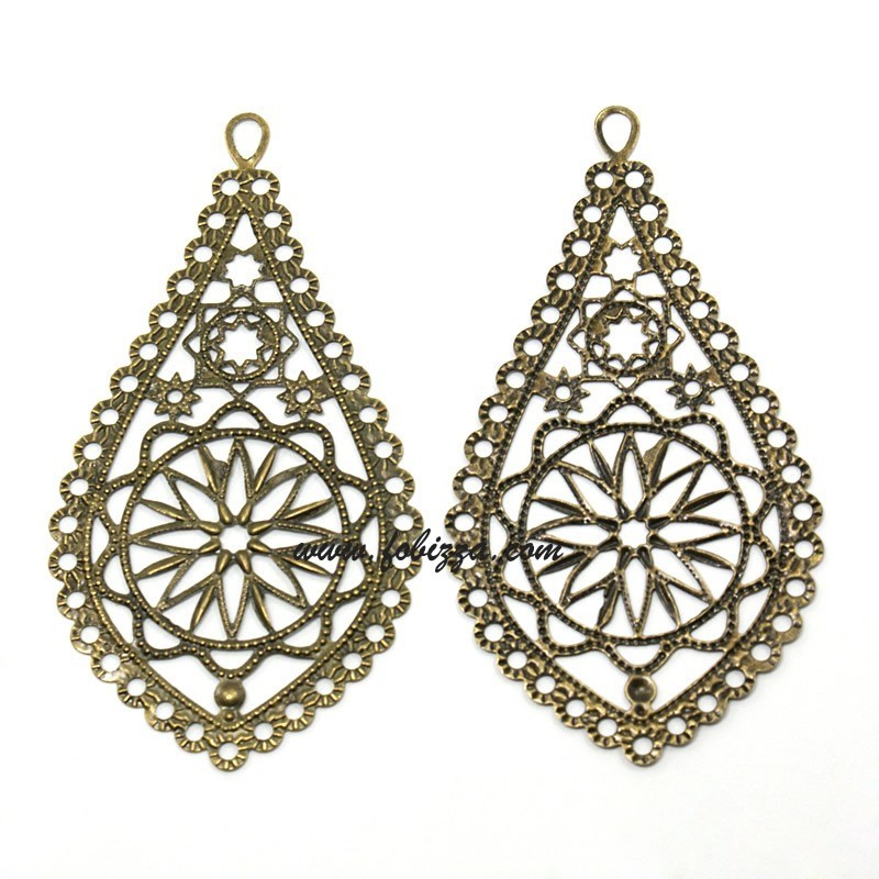 Κράμα, Σύνδεσμοι για σκουλαρίκια, Ανοξειδωτο Ασήμι Αντίκας, 46.5x24x6χιλ, Τρύπα: 2 χιλ.