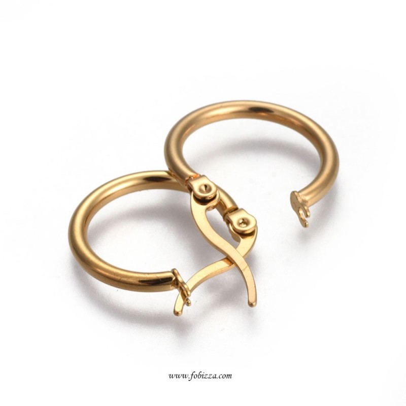 2 τεμ, 20 χλστ, 304 Ανοξείδωτο Ατσάλι, Σκουλαρίκια Κρίκος, Χρυσό