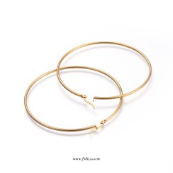 2 τεμ, 60 χλστ, 304 Ανοξείδωτο Ατσάλι, Σκουλαρίκια Κρίκος, Χρυσό