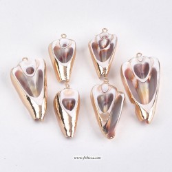 1 τεμ, 38~55 χλστ, Σπειροειδής Κελύφους με Χρυσαφί Στοιχεία, Κρεμαστό, Μπεζ-Χρυσό