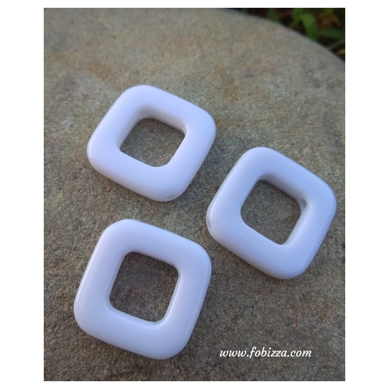 5 τεμ, 25 χλστ, Ακρυλικό, Χάντρα Ρόμβος σε Μαύρο, Ασπρο και Ασημί