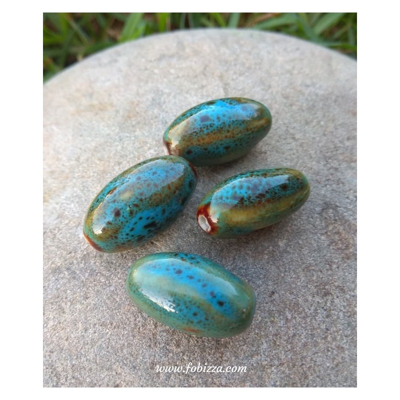 1 τεμ, 35 χλστ, Πορσελάνη, Χάντρα, Στήλη, Μπλε-Πράσινο