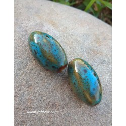 1 τεμ, 35 χλστ, Πορσελάνη, Χάντρα, Στήλη, Μπλε-Πράσινο