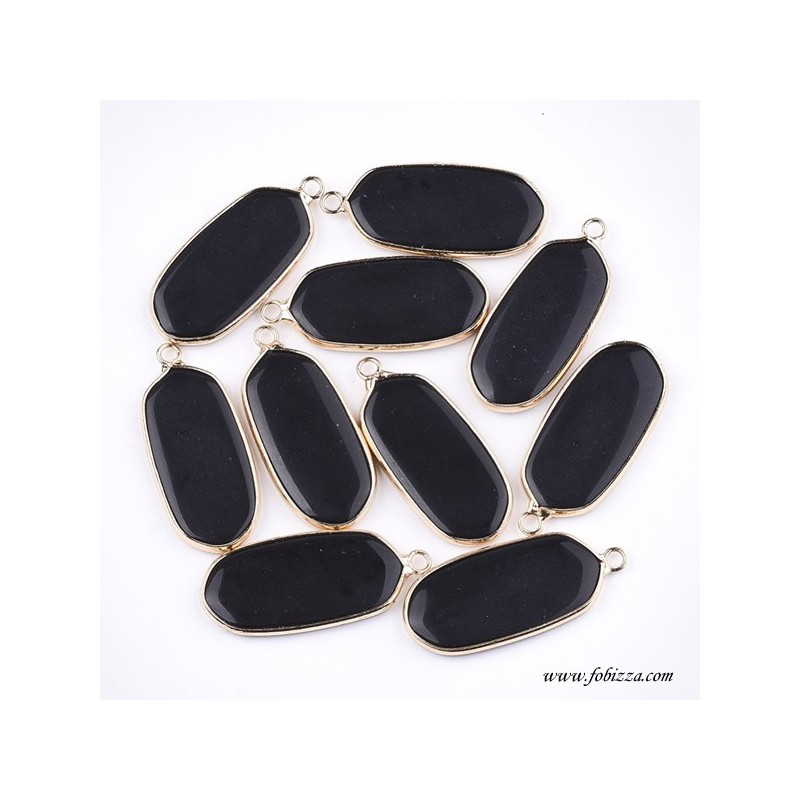 1 τεμ, 36 χλστ, Ορείχαλκος με Κρύσταλλο, Οβαλ, Κρεμαστό,  Μαύρο