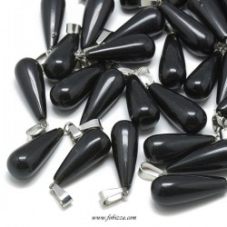 1 τεμ, 30x10 χλστ, Ημιπολύτιμοι λίθοι, Αχάτης, Κρεμαστό, Σταγόνα, Μαύρο