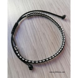 1 τεμ, 15 εκ. μήκος, 5 χλστ πάχος, Μακραμέ Βραχιόλι, Μαύρο-Ασπρο