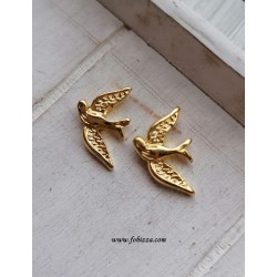 1 τεμ, 13x20 χλστ, Ορείχαλκος, Χελιδόνι, Χάντρα, Χρυσό