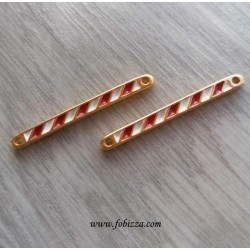 1 τεμ, 33 χλστ, Ορειχάλκινη Μπάρα με Ασπρο και Κόκκινο Σμάλτο, 2 Συνδέσμους, Χρυσό