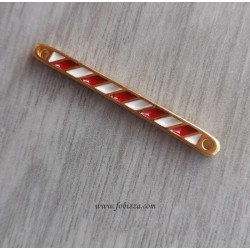 1 τεμ, 33 χλστ, Ορειχάλκινη Μπάρα με Ασπρο και Κόκκινο Σμάλτο, 2 Συνδέσμους, Χρυσό
