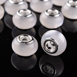 2 τεμ, 13 χλστ, Χάντρες με Ρητίνη σε Ασημί Βάση, Λευκό