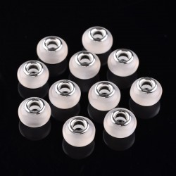 2 τεμ, 13 χλστ, Χάντρες με Ρητίνη σε Ασημί Βάση, Λευκό