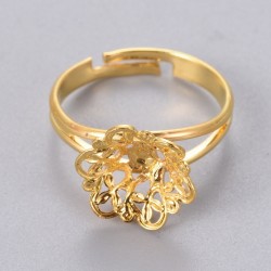 2 τεμ, 17x3 χλστ, 8 χλστ Δίσκος, Δαχτυλίδι από Χαλκό, Ρυθμιζόμενο, Εξάρτημα Βάση, Χρυσό