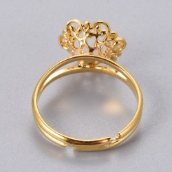 2 τεμ, 17x3 χλστ, 8 χλστ Δίσκος, Δαχτυλίδι από Χαλκό, Ρυθμιζόμενο, Εξάρτημα Βάση, Χρυσό