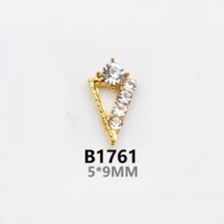 2 τεμ, 9 χλστ, Μεταλλικό με Διαμαντάκια για DIY Τεχνητά Νύχια, Τρίγωνο, Χρυσό