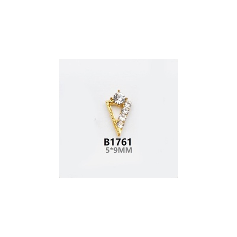 2 τεμ, 9 χλστ, Μεταλλικό με Διαμαντάκια για DIY Τεχνητά Νύχια, Τρίγωνο, Χρυσό