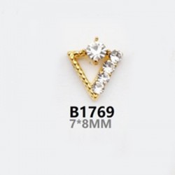 2 τεμ, 8 χλστ, Μεταλλικό με Διαμαντάκια για DIY Τεχνητά Νύχια, Τρίγωνο, σε Χρυσό και Ασημί