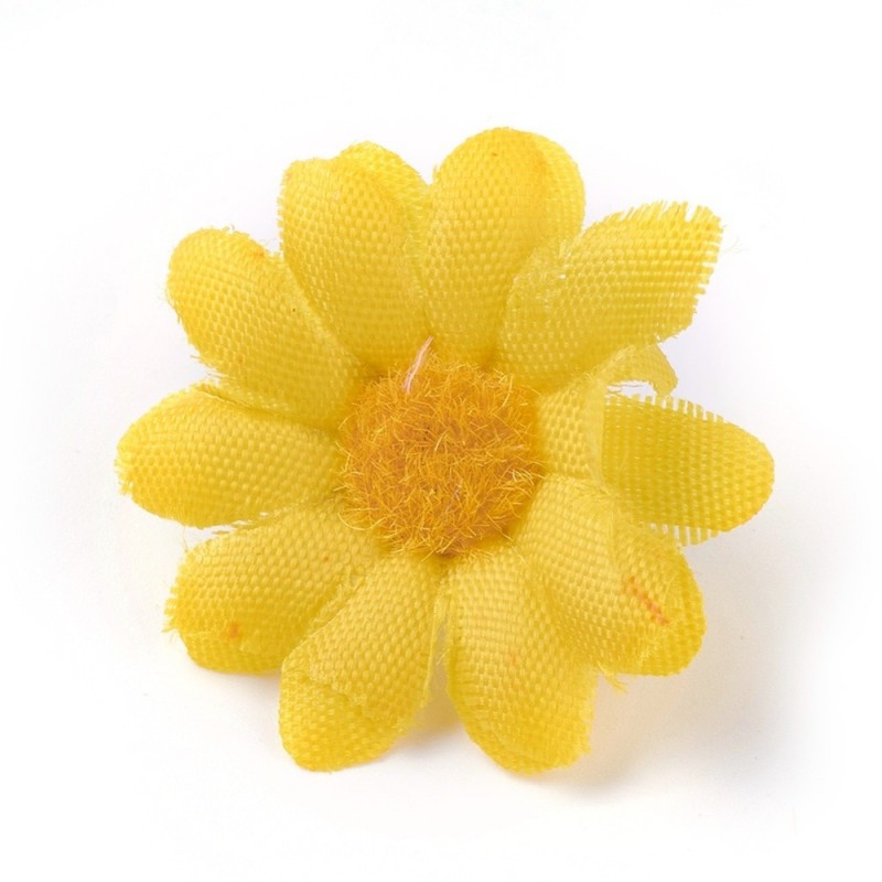 5 τεμ, 40 χλστ, Κεφαλή Τεχνητού Λουλουδιού, Μετάξωτο Πανί, για Διακόσμηση Πάρτι-Στεφάνι Γάμου, Κίτρινη Μαργαρίτα
