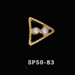 2 τεμ, 9 χλστ, Μεταλλικό με Πέρλες για DIY Τεχνητά Νύχια, Τρίγωνο, Χρυσό