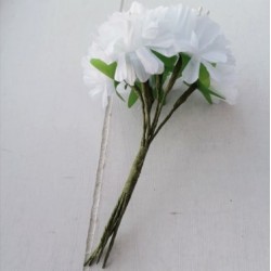 6 τεμ, 3.5 εκατ, Μπουκέτο με Τεχνητά Λουλούδια, Μετάξωτο Πανί για Διακόσμηση, Λευκό