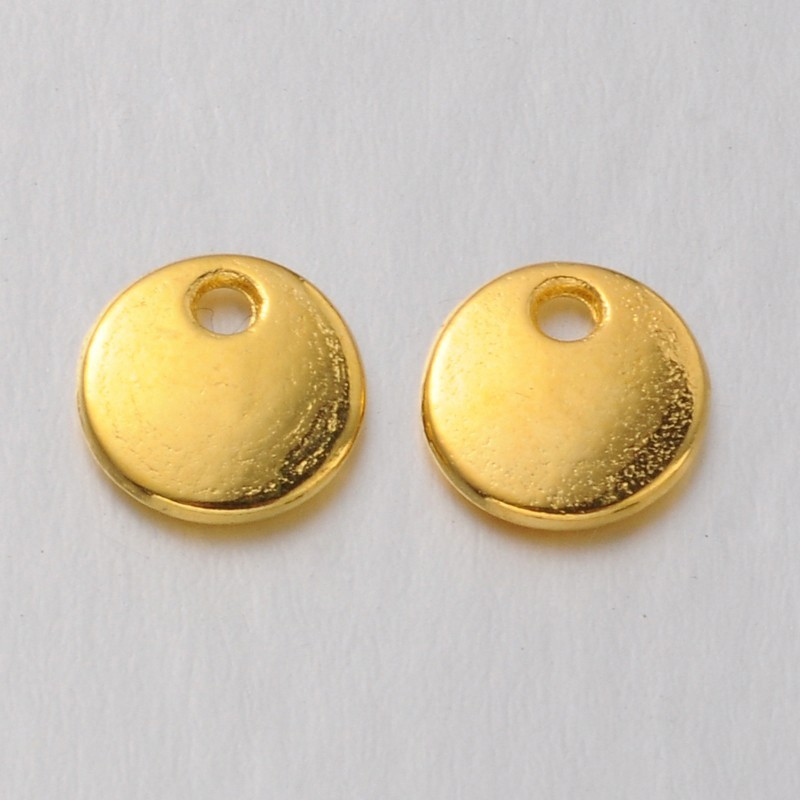 10 τεμ, 8x5 χλστ, Χαλκός, Flat Στρογγυλό, Κρεμαστό, Χρυσό