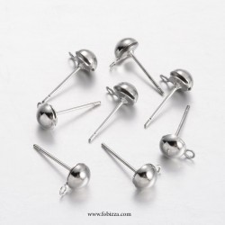 4 ζευγ, 6 χλστ Δίσκος, Ορείχαλκος, Σκουλαρίκια, Καρφωτό,  Πλατίνας